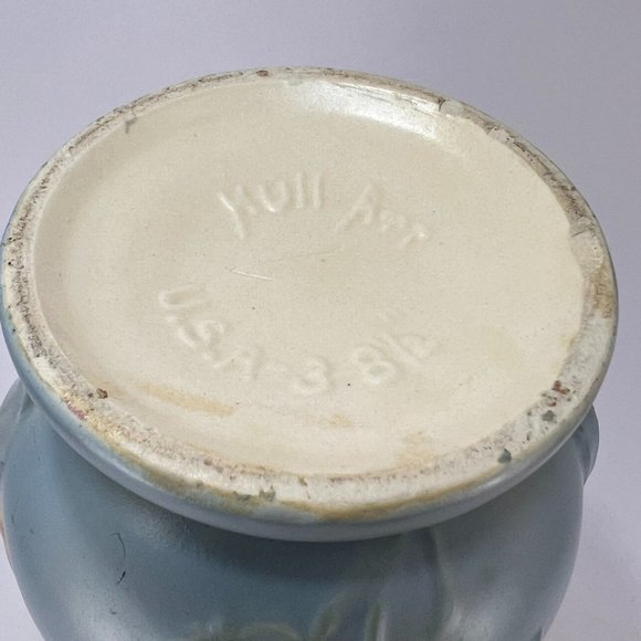 Vtg Hull Art Vase Magnolia Double Handle Ceramic Multicolor Pastel Matte 40s - Picture 7 of 16